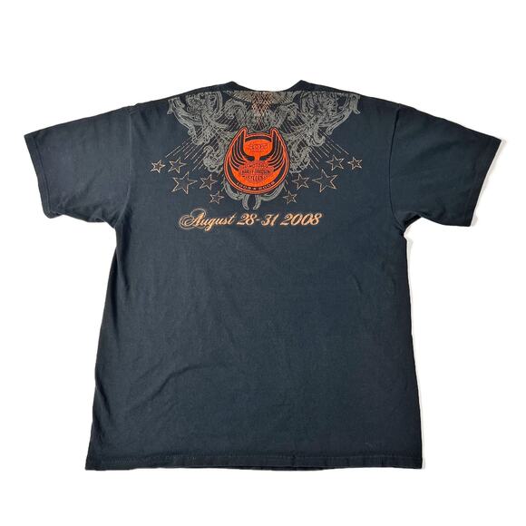 VTG Harley Davidson 105th Anniversary Skull-Wing T-Shirt 2008 Y2K Tee sz XL - Picture 2 of 10